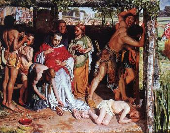 William Holman Hunt : A Converted British Family Sheltering a Christian Missionary from the Persecution of the Druids